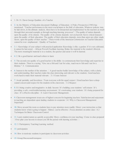 Qualities of a good teacher | PPTX