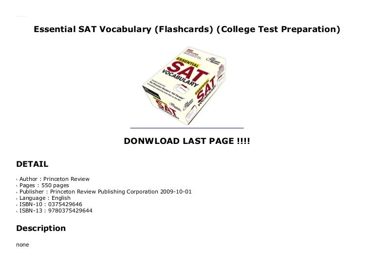 Essential SAT Vocabulary (Flashcards) (College Test Preparation)