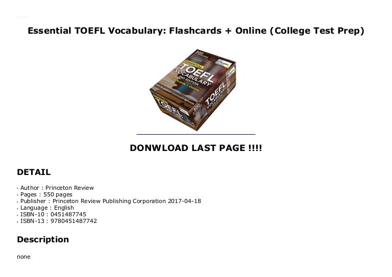 Essential TOEFL Vocabulary Flashcards Online College Test Prep 