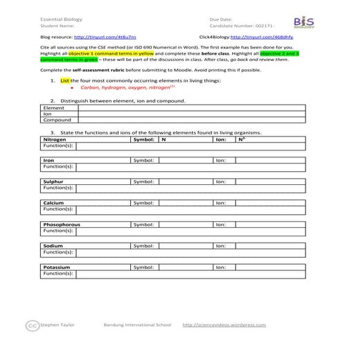 Essential Biology 03.1 Chemical Elements and Water 2011