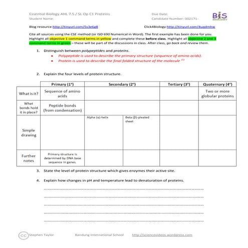 Essential Biology 07.5 & C1 Proteins