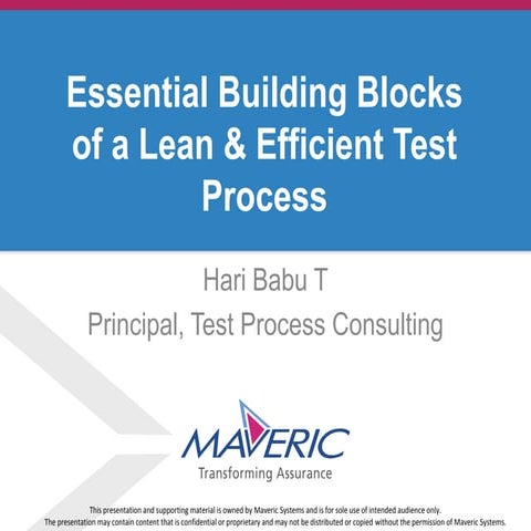 Essential building blocks of a lean and efficient test process