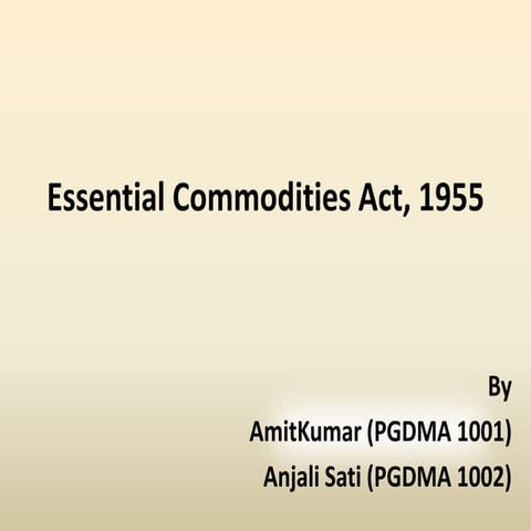 Essential commodities act, 1955