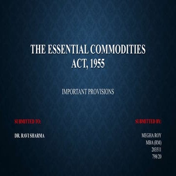 Essential commodities act, 1955