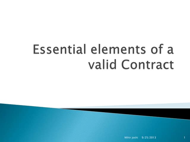Essential Elements Of Valid Contract