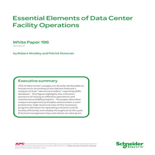 Essential Elements of Data Center Facility Operations