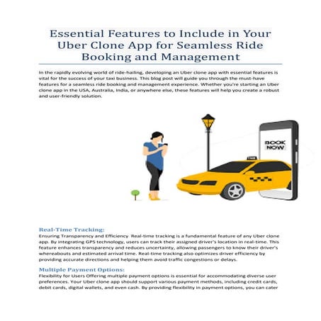 Uber Clone App Development: Essential Features for Seamless Ride Booking