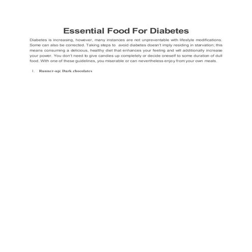 Essential food for diabetes