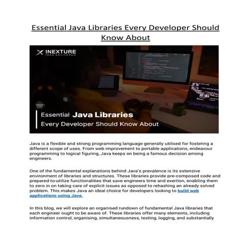 Essential Java Libraries Every Developer Should Know About | PDF