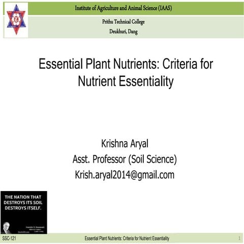 Criteria for nutrient essentiality