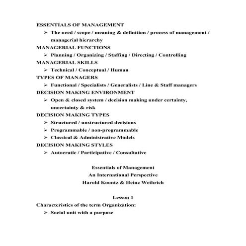 Essential Of Management