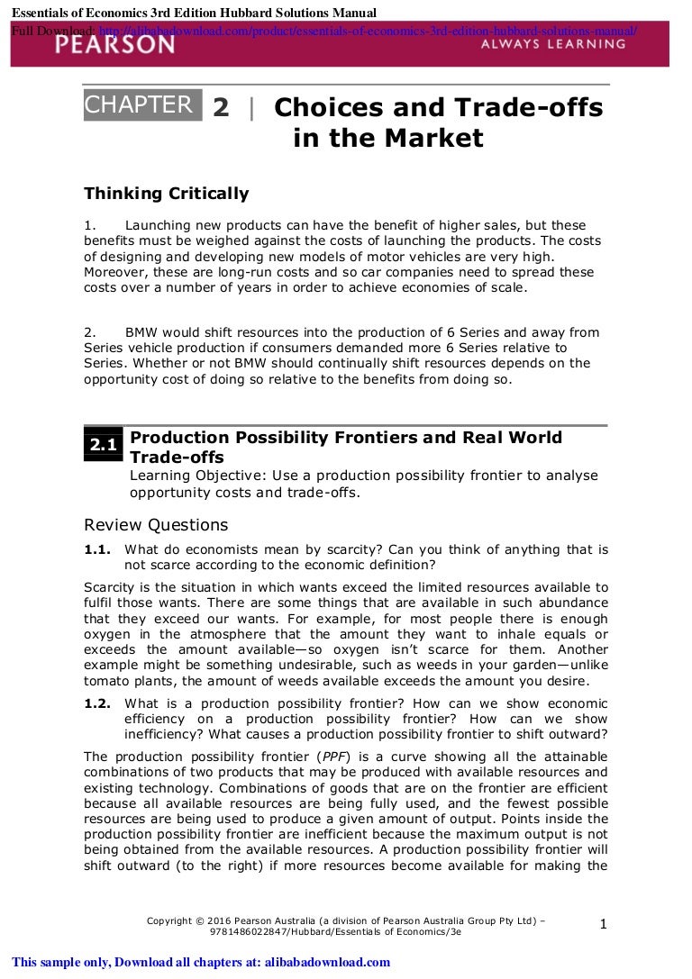 Essentials of Economics 3rd Edition Hubbard Solutions Manual