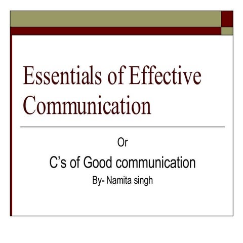 Essentials Of Effective Communication | PPT