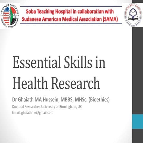 Essential skills in health research and scientific writing