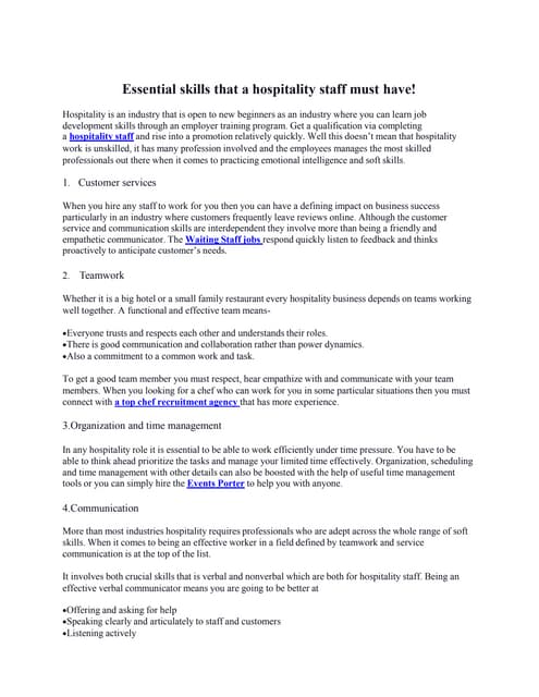 Personal attributes of housekeeping staff | PPT