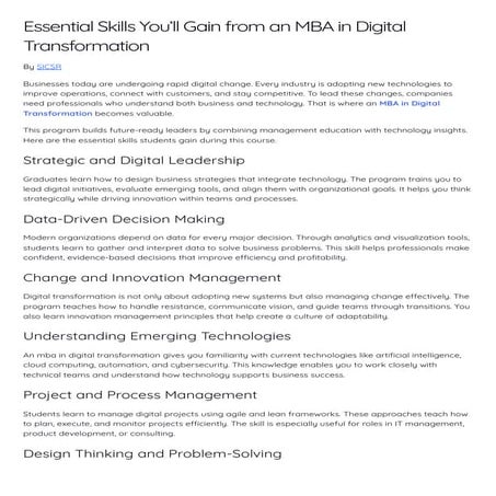 Essential Skills from an MBA in Digital Transformation | Leadership ...