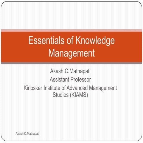 Essentials of knowledge management