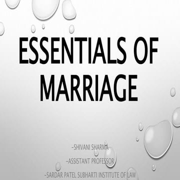 Essentials of marriage