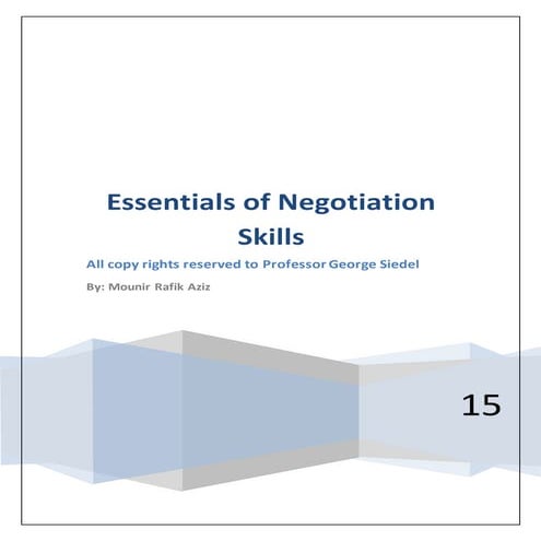Essentials of negotiation skills