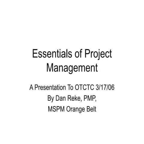 Essentialsof Project Management