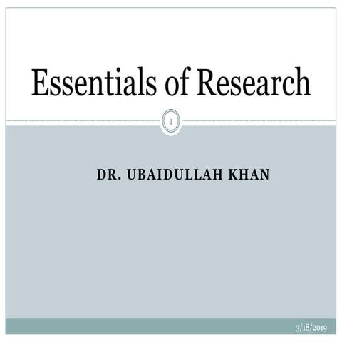 Essentials of research Dr ubaidullah khan
