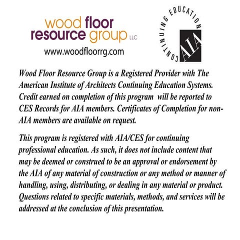 Essentials of Specifying Wood Flooring.AIA.CES