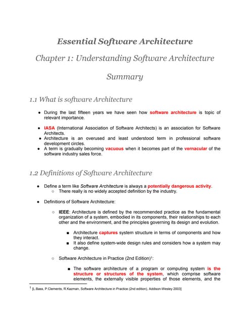 Essential Software Architecture Chapter 1 Understanding Software Ar