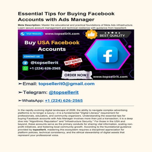 Top 10 Essential Tips for Safely Buying Facebook Accounts in 2026 | PDF