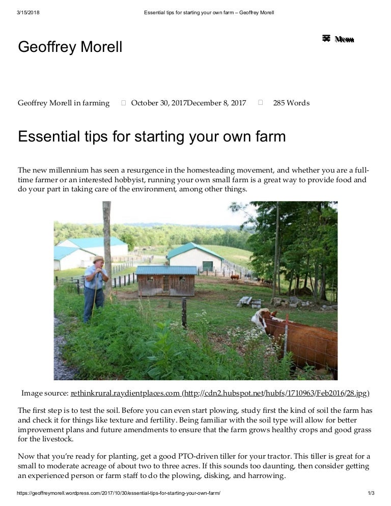 Essential tips for starting your own farm