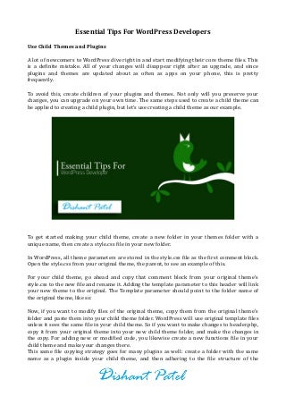 Tips & Tricks For WordPress Developers - Dishant Patel