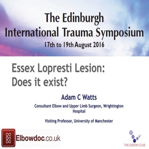 Essex-Lopresti Longitudinal Instability of the Forearm