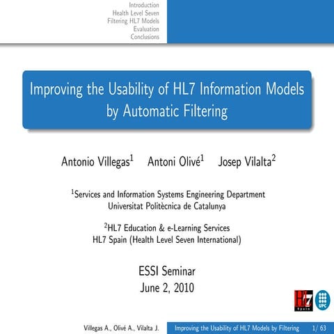 Improving the Usability of HL7 Information Models by Automatic Filtering