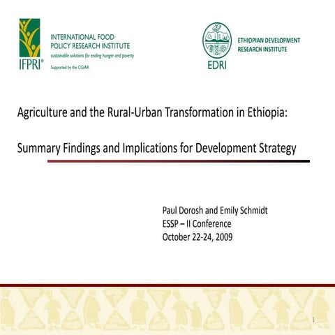 Agriculture and the Rural-Urban Transformation in Ethiopia:Summary Findings a...
