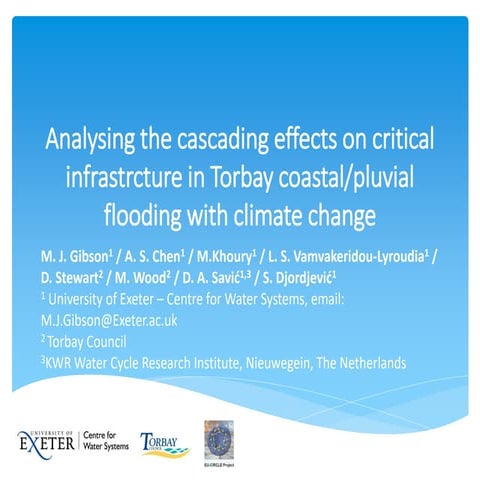 Analysing the cascading effects on critical infrastrcture in Torbay coastal/pluvial flooding with climate change