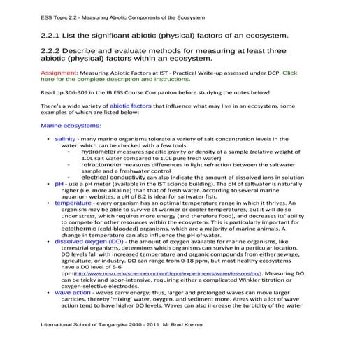 Ess topic 2.2   measuring abiotic components of the ecosystem