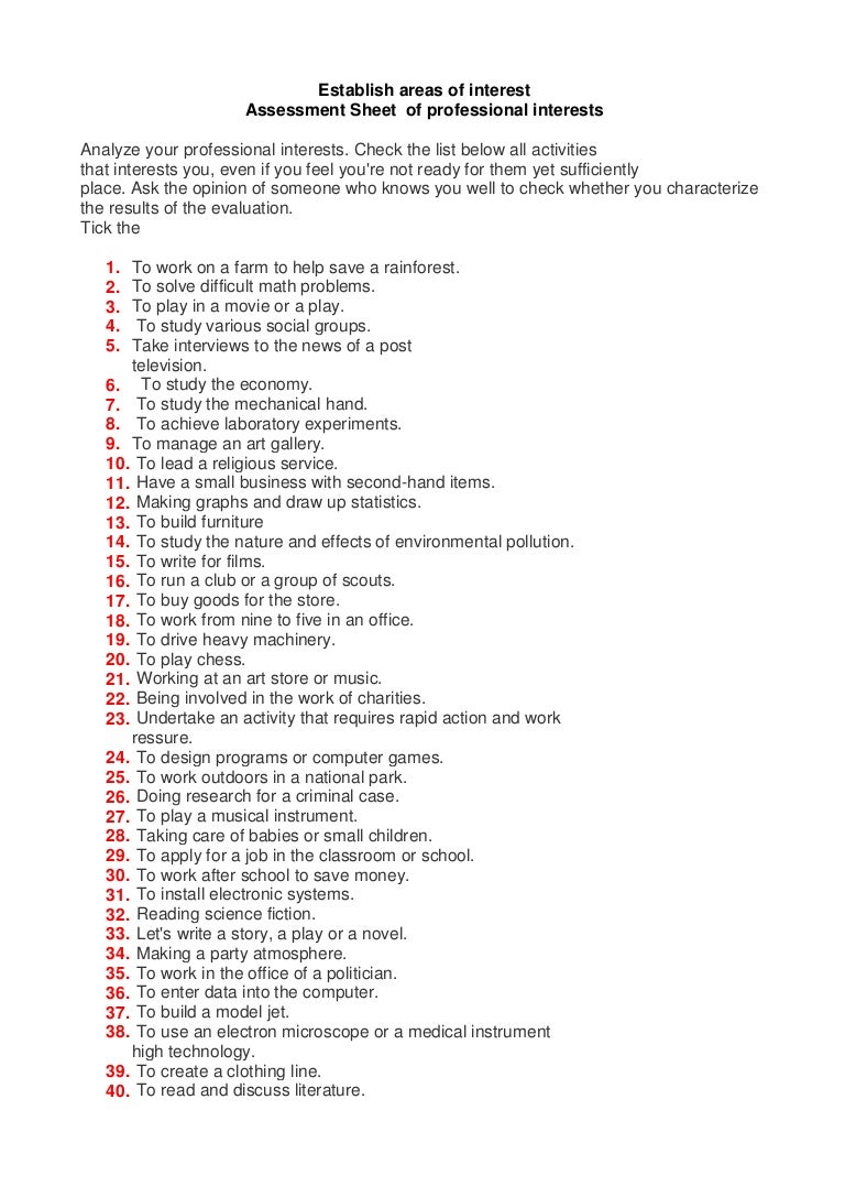 Establish areas of interest