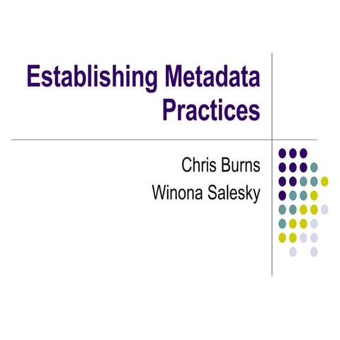 Establishing Metadata Practices
