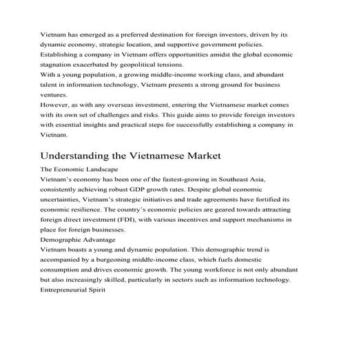 Establishing a Company in Vietnam: A Comprehensive Guide for Foreign Investors