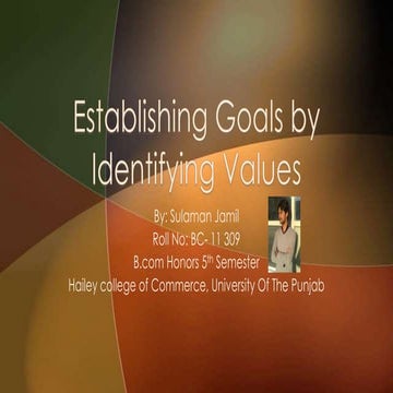 Establishing goals by identifying values and ethics