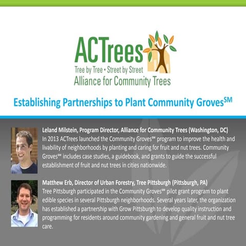 Establishing Partnerships To Plant Community Groves