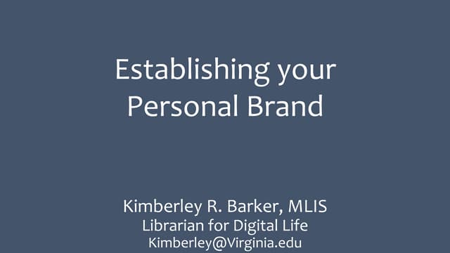 Establishing your Personal Brand: Healthcare Professionals (2021)