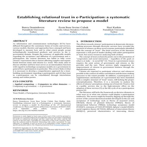 Establishing relational trust in e-Participation: a systematic literature rev...