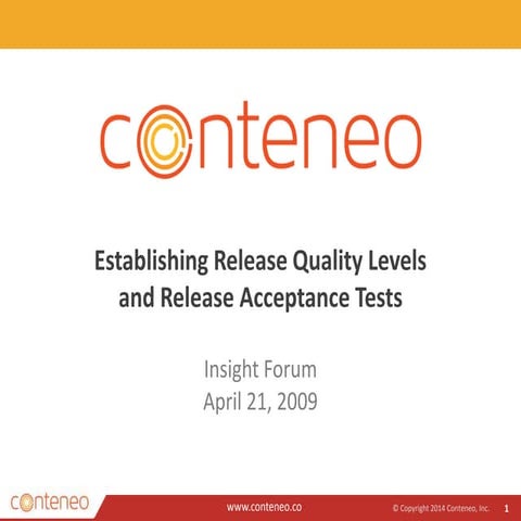 Establishing Release Quality Levels and Release Acceptance Tests