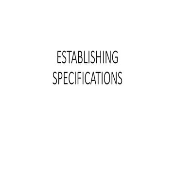 ESTABLISHING SPECIFICATIONS on materials management