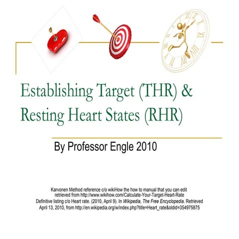 Establishing target (THR) & resting heart (RHR)