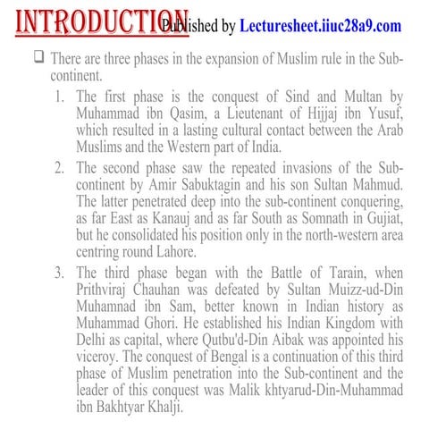 Establishment of muslim rule in bengal