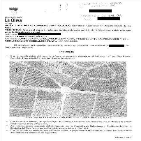 Estación de guaguas de Corralejo. Cédula urbanística.