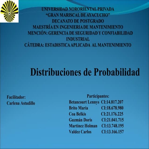DISTRIBUCION DE PROBABILIDADES. Estadistica