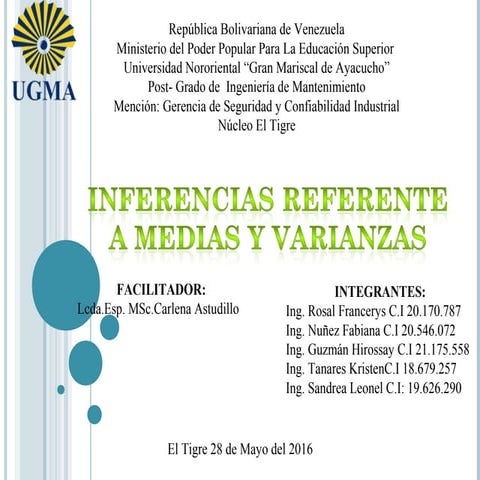 INFERENCIA REFERENTE A MEDIAS Y VARIANZAS