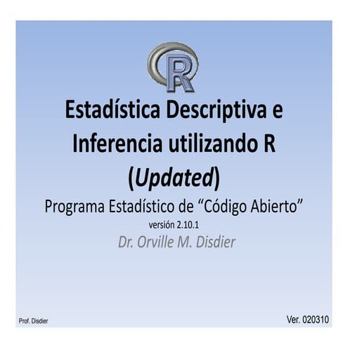 Estadística con Lenguaje R: Sesión 1 | PPTX
